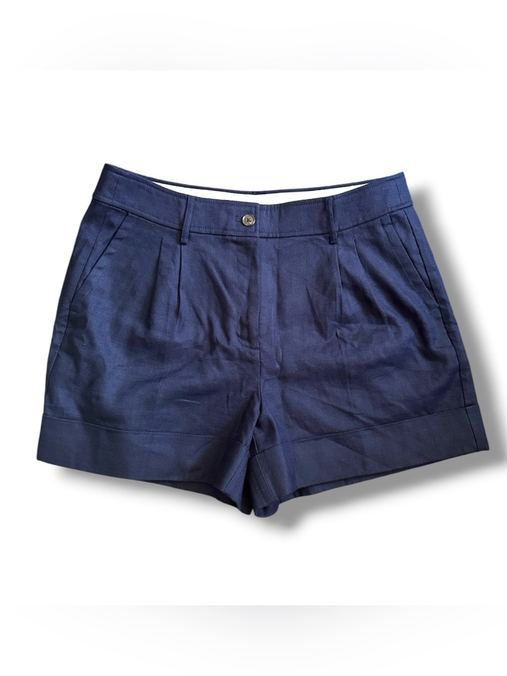 NWT J.Crew Remi Shorts Navy Blue Cuffed Stretch Linen Blend Womens Sz 12 Preppy